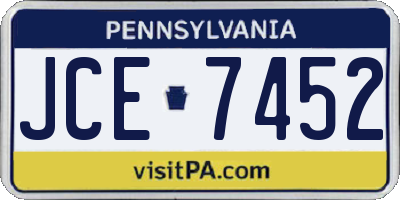 PA license plate JCE7452