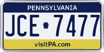 PA license plate JCE7477