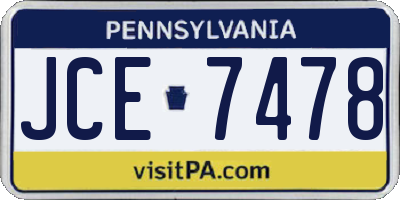 PA license plate JCE7478
