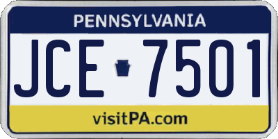PA license plate JCE7501