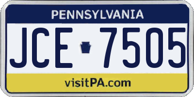 PA license plate JCE7505