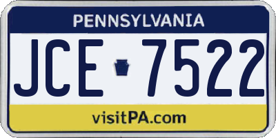 PA license plate JCE7522