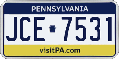 PA license plate JCE7531