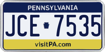 PA license plate JCE7535