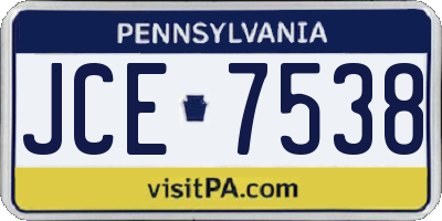 PA license plate JCE7538
