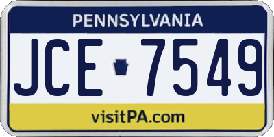 PA license plate JCE7549