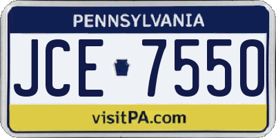 PA license plate JCE7550
