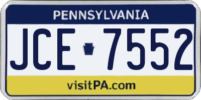 PA license plate JCE7552