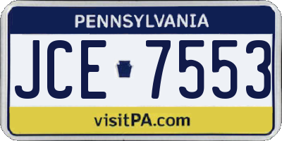 PA license plate JCE7553