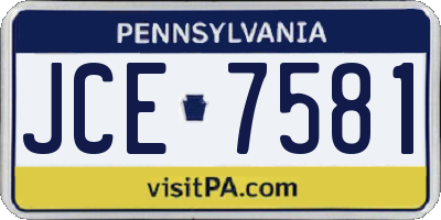 PA license plate JCE7581