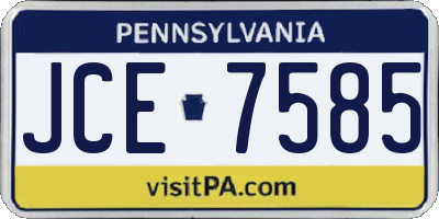 PA license plate JCE7585