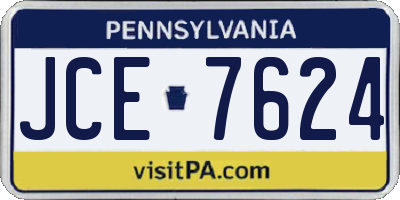 PA license plate JCE7624