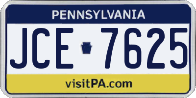 PA license plate JCE7625