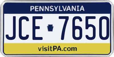 PA license plate JCE7650