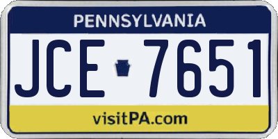 PA license plate JCE7651