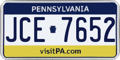 PA license plate JCE7652