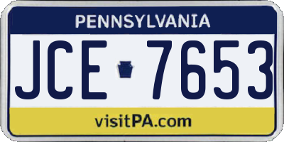 PA license plate JCE7653
