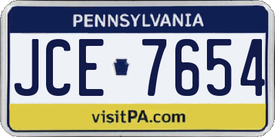 PA license plate JCE7654