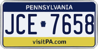 PA license plate JCE7658