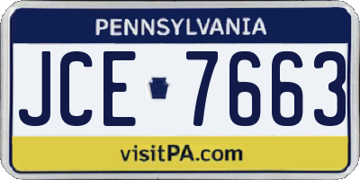 PA license plate JCE7663