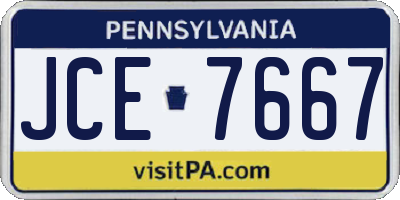 PA license plate JCE7667