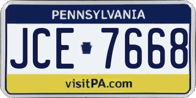 PA license plate JCE7668