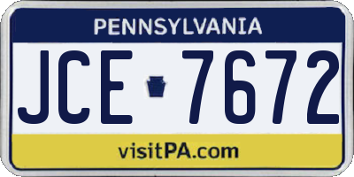 PA license plate JCE7672