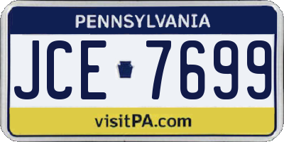 PA license plate JCE7699
