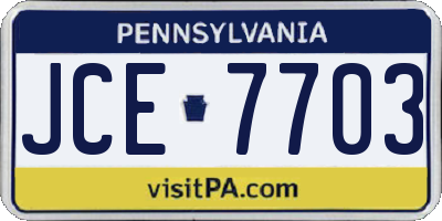 PA license plate JCE7703