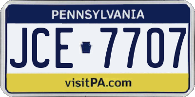 PA license plate JCE7707