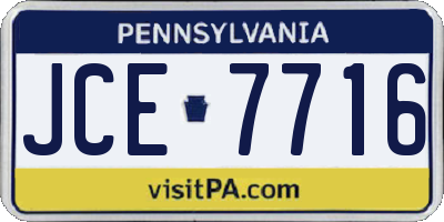 PA license plate JCE7716