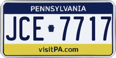 PA license plate JCE7717