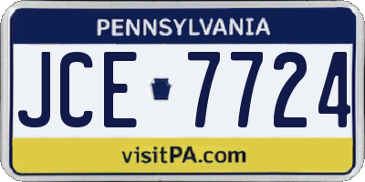 PA license plate JCE7724