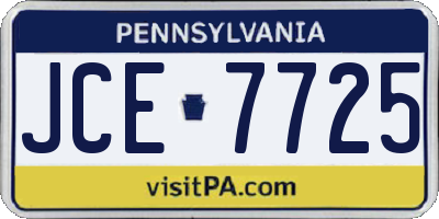 PA license plate JCE7725