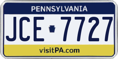 PA license plate JCE7727
