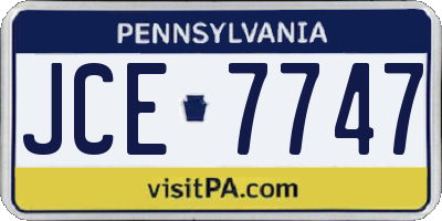PA license plate JCE7747