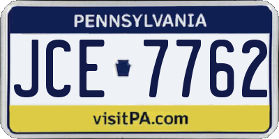 PA license plate JCE7762