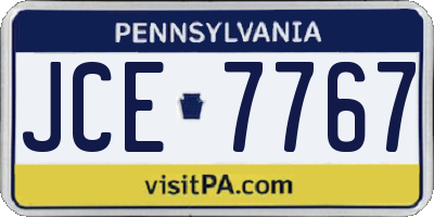 PA license plate JCE7767