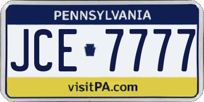 PA license plate JCE7777
