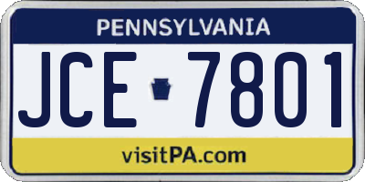 PA license plate JCE7801