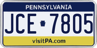 PA license plate JCE7805