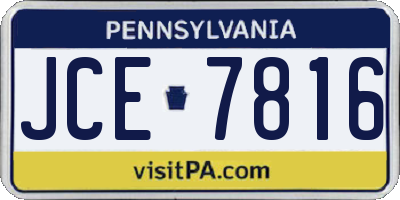PA license plate JCE7816