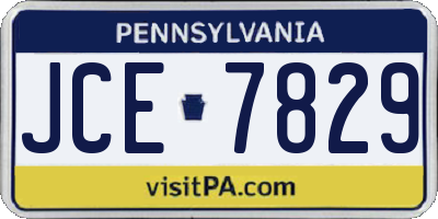 PA license plate JCE7829