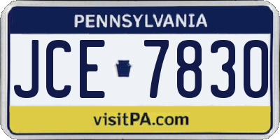 PA license plate JCE7830