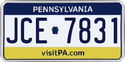 PA license plate JCE7831