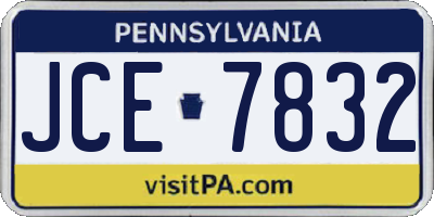 PA license plate JCE7832