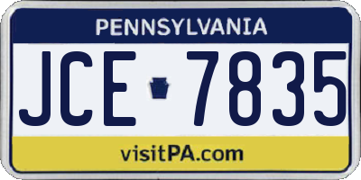 PA license plate JCE7835