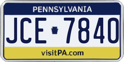 PA license plate JCE7840