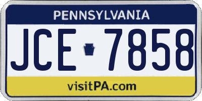 PA license plate JCE7858