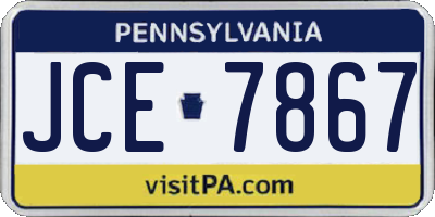 PA license plate JCE7867